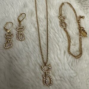 Kate Spade Jazz Things Up Pave Cat Goldtone Jewelry Set